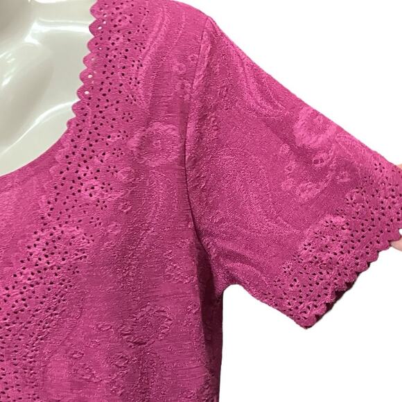 M Street Women's Fushia Front Button Closure Cutout Detail Layered Top Size L - Picture 7 of 10